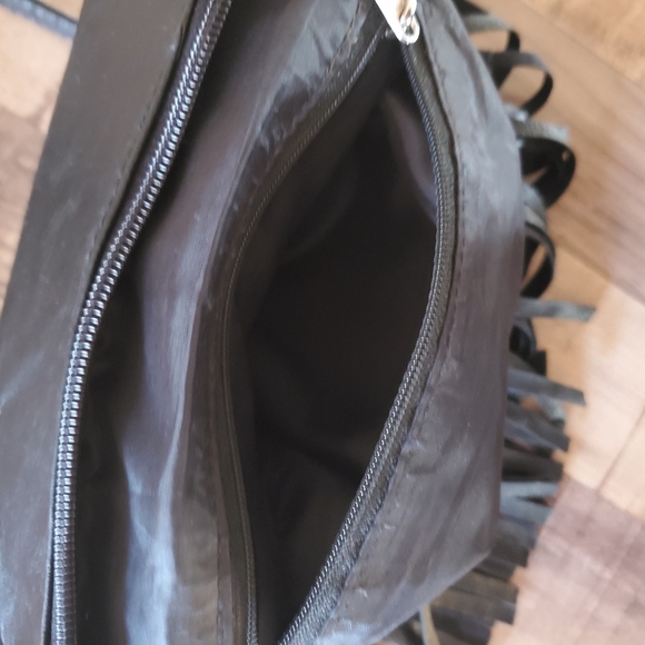 Bongo black fringe crossbody bag purse with stud detail and an adjustable strap - Picture 12 of 16
